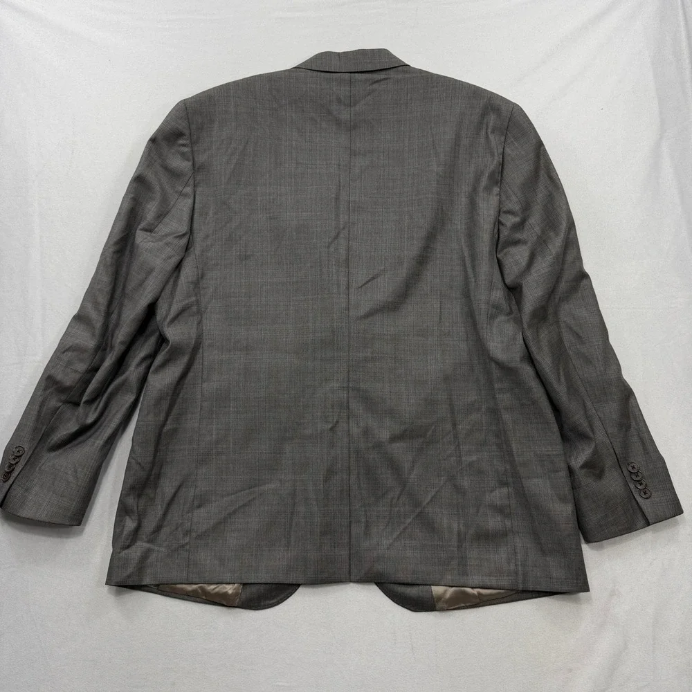 Loro Piana Sport Coat Super 130s Wool Plaid Grey Mens 44S Cremieux